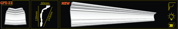 Плинтус потолочный GPX-22